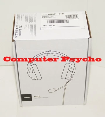 AURICULARES DE AVIACIÓN BOSE A30 857641-3120 BATERÍA BLUETOOTH DOBLE ENCHUFE CABLE RECTO Foto 1 de 4