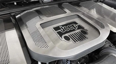 Brushed Engine Shroud [Carbon Fiber Jeep Logo] fit 2007-2018 Jeep Wrangler JK - Image 1 of 4