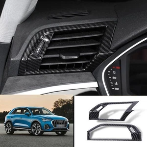 For Audi Q3 RS Q3 2019-2023 Carbon Fiber Console L&R Air Outlet Vent Cover Trim - Picture 1 of 7