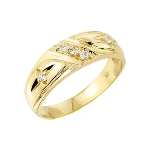 Anillo de alianza de boda sólido de diamantes de corte redondo de 2 quilates enchapado en oro amarillo de 14 quilates para hombre - Imagen 1 de 6