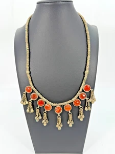 Collar Colgante Multi Tono Plata Cornalina Cuelga Estilo Kuchi De Colección - Imagen 1 de 5