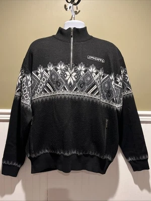 Spyder Para Hombre Completamente Forrado Mezcla de Lana Esquí Jersey Cortavientos 1/4 Cremallera Negro Tejido XL Foto 1 de 4