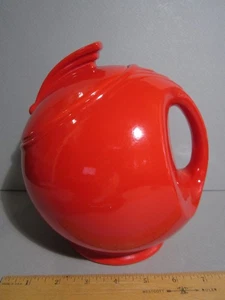 Halls Superior CHINESE RED Cookie Jar Art Deco 1950s USA Sundial Round Ball 7.5" - Picture 1 of 7