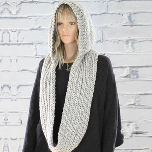 New Knitted Hooded Scarf Solid-Color Warm & Comfortable f Integrated &Scar T7Z8 - Picture 1 of 15