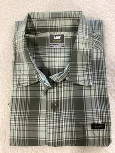 Camisa a Cuadros Para Hombres Lee Verde Movimiento Extremo Clásica Manga Corta Con Botones Grande - Imagen 1 de 8