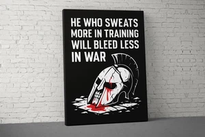 Arte en lienzo motivacional - cita espartana decoración de gimnasio - Imagen 1 de 5