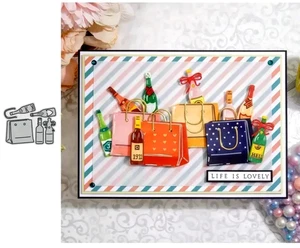 Luxus Einkaufstasche & Champagnerflaschen Metall Stanzformen Set. Scrapbooking. CC4 - Bild 1 von 7