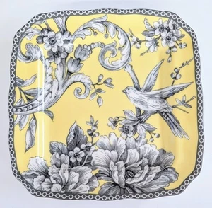222 Fifth ADELAIDE Yellow Bird Square Plate 6.25" Dessert Salad Bread Set/2 - Picture 1 of 3