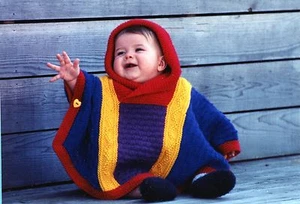 Baby Poncho - Fiber Trends Knitting Pattern CH-10 - Instructions to knit 6mo-4yr - Picture 1 of 3