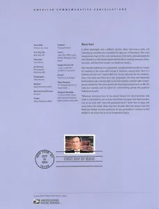#0436 37c Moss Hart Stamp #3882 Souvenir Page - Picture 1 of 1