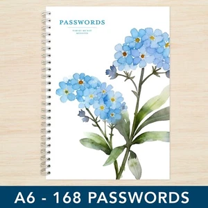 Forget Me Not Password Book A6 A–Z Organiser 10 Floral Designs Handmade Gift Her - Picture 1 of 19