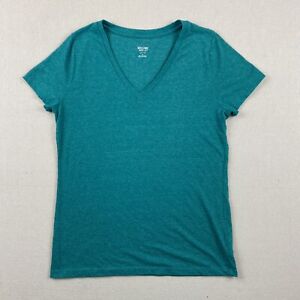 Mossimo Womens V Neck T Shirt Size XL Green Soft Fabric Cap Sleeve