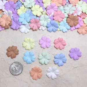 50 Mixed Pastel Heart Flower Scrapbook Crafts Mulberry Paper Cards Wedding 26mm - Picture 1 of 5