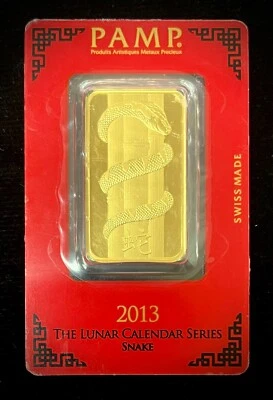 PAMP Suisse 2013 Lunar Calendar Series Year Of The Snake 1 oz Gold Bar (w/Assay) - Image 1 of 2