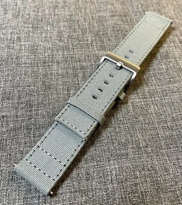 Sailcloth Canvas Stitched watch strap / Grey / Stainless Steel 316 / 20/22mm - Picture 1 of 9