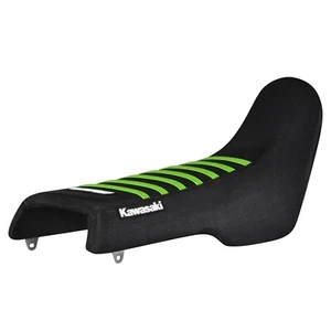 Kawasaki KDX 200 1989 pinza cubierta de asiento todo negro con costillas verdes #181 logotipo - Imagen 1 de 5