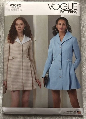 Vogue Patterns 2092. Misses Coat Sizes 16-18-20-24.Uncut - Image 1 of 3
