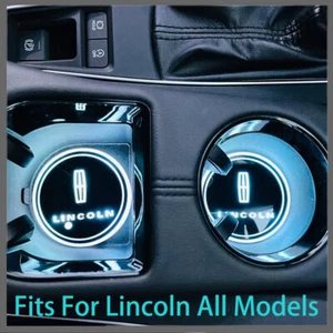 2x LED Cup Holder Coaster Lights With USB For Lincoln 7-Color Interior Decor NEW - Picture 1 of 15