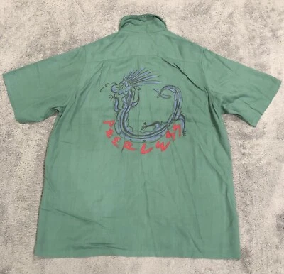 VISVIM Size 2 Dragon Paint Free Edge 100% Rayon Shirt S/S Japan Forest Green - Image 1 of 4