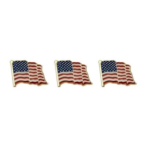 Juego de 3 prendedores de bandera de Estados Unidos de 0,8" con esmalte de bandera estadounidense ondeando - Imagen 1 de 4