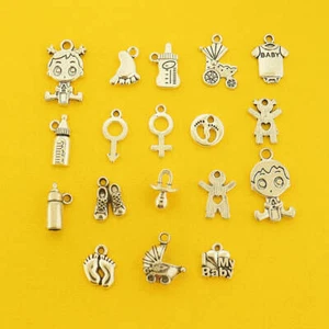 Colección Bebé Antiguo Tono Plata 18 Dijes Diferentes - COL442H - Imagen 1 de 1