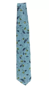 Cravatta da uomo nuova Structure Brand. Fiori e foglie. Blu. Seta e lino. - Foto 1 di 4