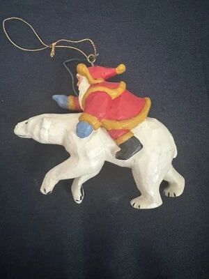 House of Hatten 1997 Susan M Smith Papá Noel montar oso polar adorno de Navidad Foto 1 de 4
