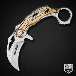 HAWKBILL Desert Karambit Tactical SPRING ASSISTED Flip Open Folding Pocket Knife - Picture 1 of 5