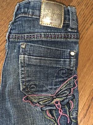 VIGOSS jeans Butterfly Beautiful Embroidery Denim Blue Pants Size 3T  ❤️tb17 Foto 1 de 4