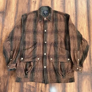 VTG Willis & Geiger Outfitters Plaid Wool Jacket Chore Coat Mens M - Picture 1 of 8