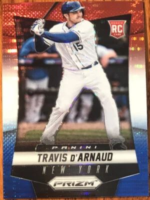2014 Panini Prizm Prizms Red White & Blue Pulsar Rookie Travis D’Arnaud #182 - Image 1 of 2