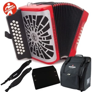 Hohner Compadre FBE Fa 31 Button Accordion Red With Bag, Straps and Backpad - Picture 1 of 5