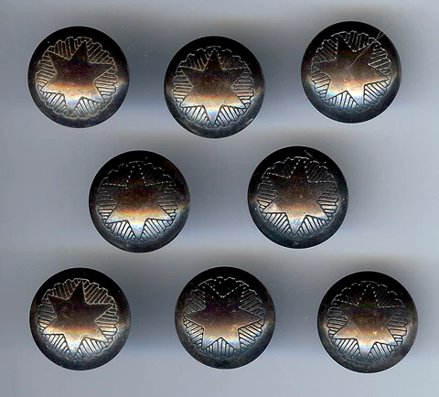 VINTAGE SILVER ENGRAVED STARS BUTTONS SET OF EIGHT Cover