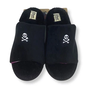 Dearfoams Damen Deluxe Totenkopf Hausschuhe schwarz flauschig weich Large US 9-10 - Bild 1 von 5