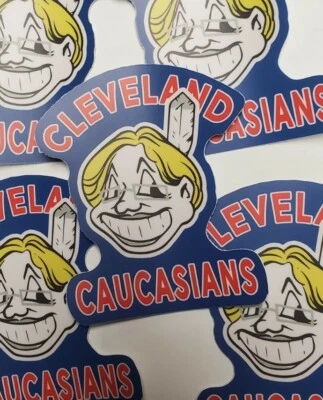 NEW CLEVELAND INDIANS CHIEF WAHOO DECAL 5 PACK LOT parody Elizabeth Warren  - Image 1 of 4