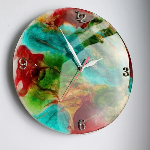 Resin Art Wall Clock, Epoxy Resin Abstract Painting, 30cm/12in (approx,) Cover