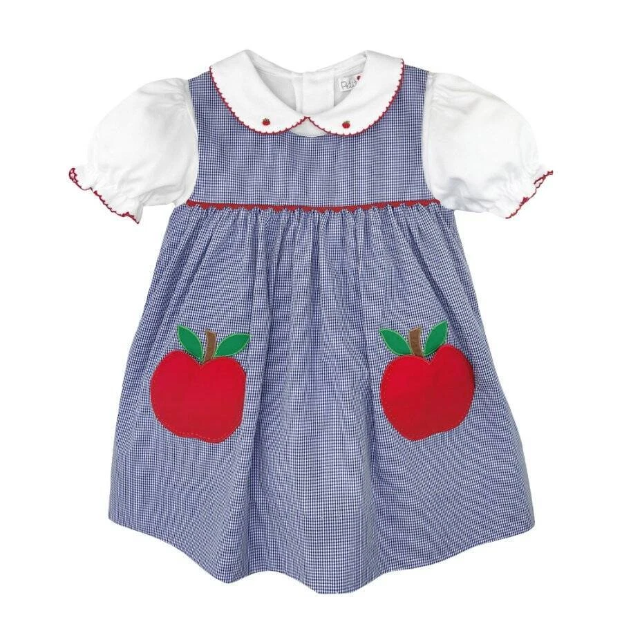 Petit Ami Navy Check Apple Jumper Set with Apple Pockets  12 18 24 Months - Image 1 of 1