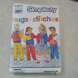 Simplicity 9890 Hugs + Stitches Kids Size 2-6X Pants Top Dress Vintage 1990 - Picture 1 of 2