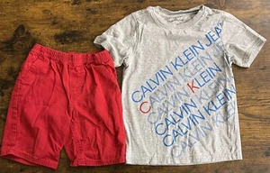 CALVIN KLEIN SHORT SET GRAY BLUE RED SIZE 6 - Picture 1 of 11