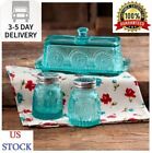 The Pioneer Woman Adeline Glass Butter Dish with Salt And Pepper Shaker Set