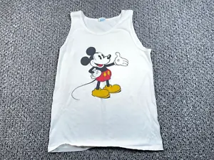 VTG 80s Disney Mickey Mouse Print Tank Top Adult Medium (Large Tag) White USA - Picture 1 of 10