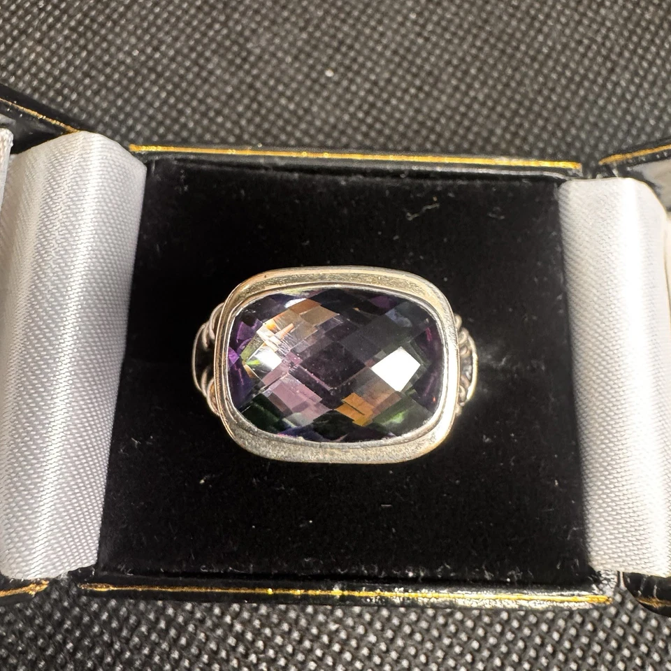 Navajo Sterling Mystic Topaz Ring - Size 8 - Handcrafted Southwestern Jewelry - image 1 of 4