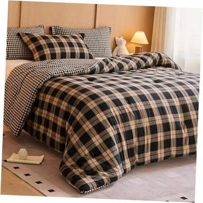 Juego de edredón 100 % algodón tamaño king - hilo reversible king (104"x90") negro rojo Foto 1 de 4