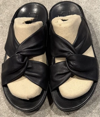 Fitflop Twiss Black Leather Slides - Size UK5 - Image 1 of 4