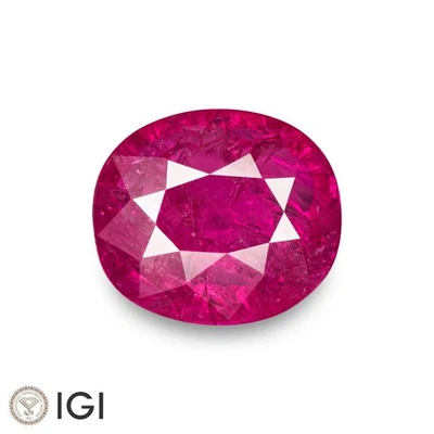 IGI Certified MOZAMBIQUE Ruby 10.00 Ct. Natural Untreated OVAL Magenta Red RARE - Image 1 of 4
