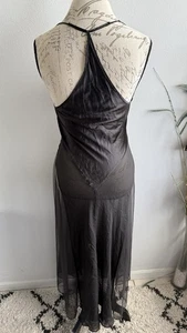 Maxi abito vintage Victoria's Secret in seta S nero vestito camicia da notte lunga slip - Foto 1 di 8