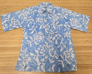 Camisa Manoa Shirt Company Para Hombres Pequeña Azul Blanca Hawaiana Aloha Floral Abotonada - Imagen 1 de 6