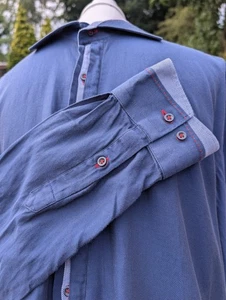 Claudio Lugli 2XL Long Sleeve Shirt Navy Blue Pinstripe Pure Cotton XXL - Picture 1 of 11