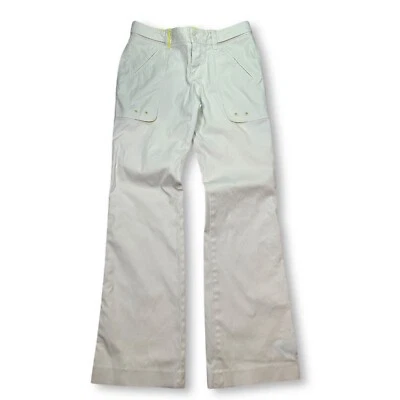 Pantalones Y2K AX Armani Exchange blancos de mezcla de algodón corte bota ribete de neón para mujer 4 Foto 1 de 4