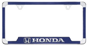 Marco de licencia de metal zinc con incrustación de vinilo texturizado azul marca Honda 2 orificios - Imagen 1 de 1